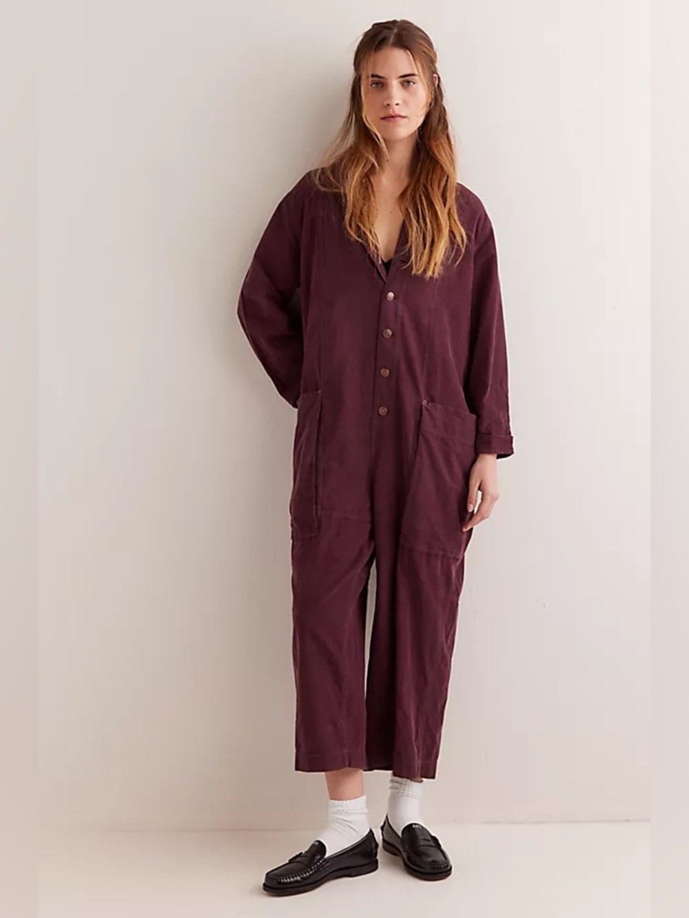 We The Free Margarita Cord Slouchy Jumpsuit Workwear - Medium